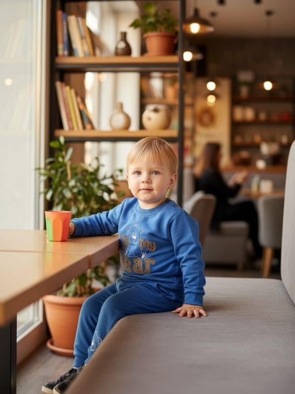 Erkek Bebek Pamuklu Ayıcıklı Eşofman Takım