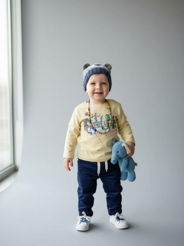 Erkek Bebek Pamuklu Baskılı Yakası Çıtçıtlı İnce Uzun Kollu T-shirt