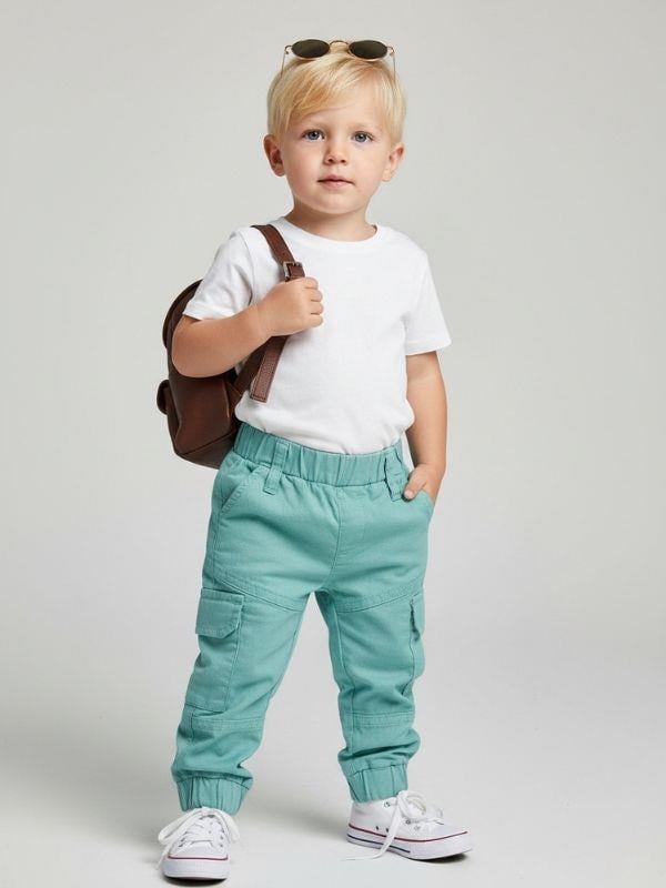 Erkek Bebek Pamuklu Beli Lastikli Kargo Pantolon