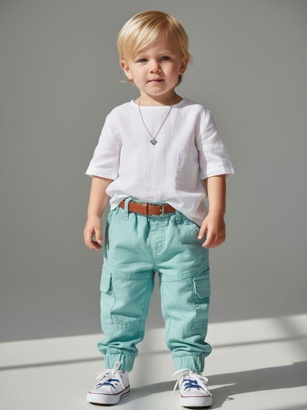 Erkek Bebek Pamuklu Beli Lastikli Kargo Pantolon