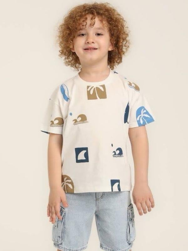 Erkek Bebek Pamuklu Desenli T-shirt