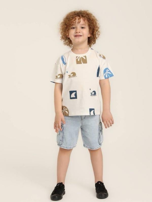 Erkek Bebek Pamuklu Desenli T-shirt