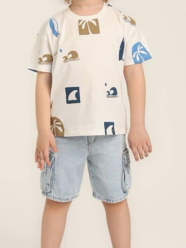 Erkek Bebek Pamuklu Desenli T-shirt