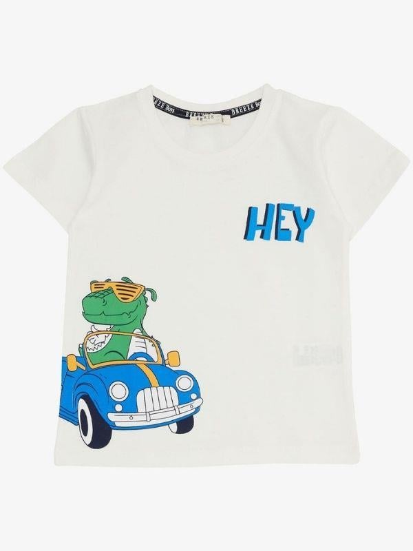 Erkek Bebek Pamuklu Dinazor Baskılı Şortlu Takım