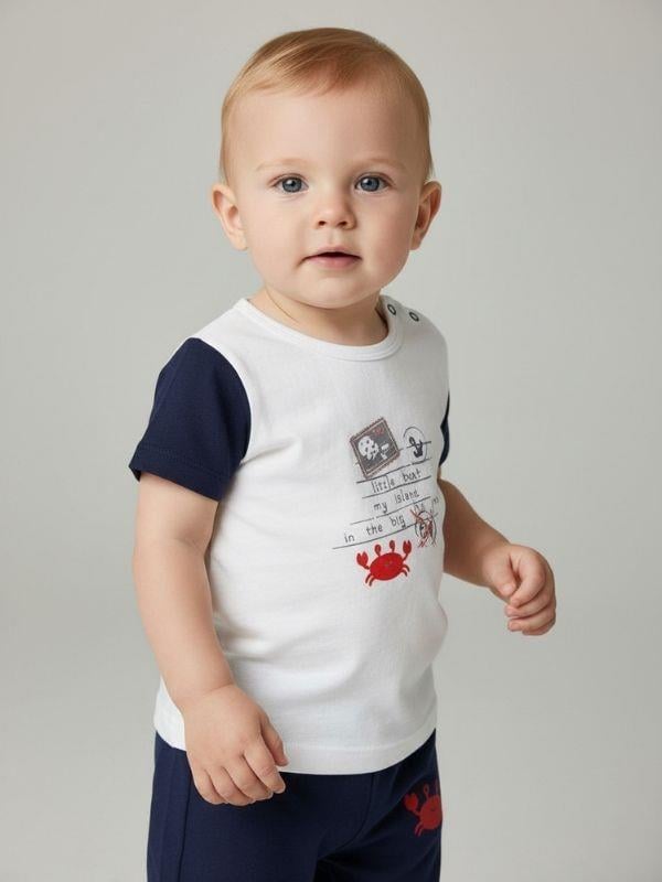 Erkek Bebek Pamuklu Marin Temalı İnce Dokulu Eşofman Takım