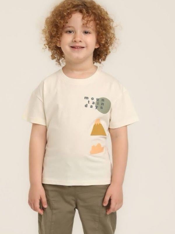 Erkek Bebek Pamuklu Sıfır Yaka Sırt Baskılı T-shirt