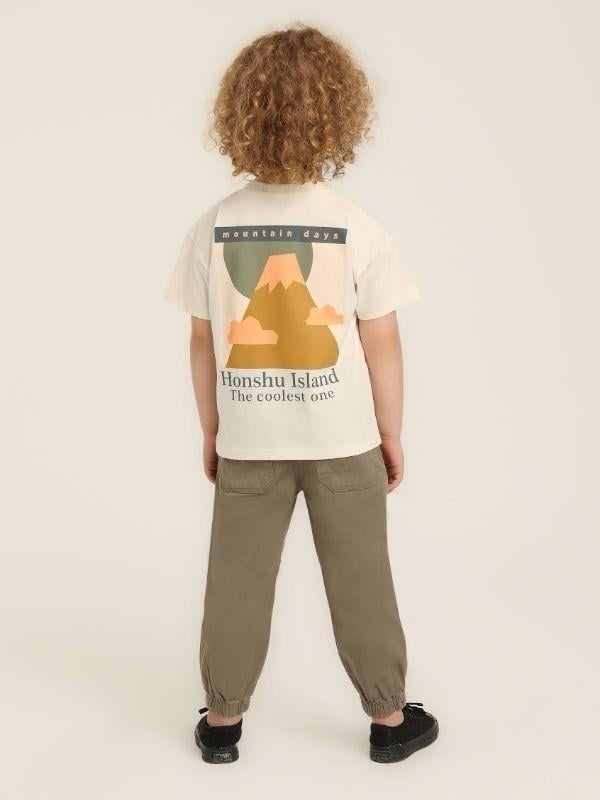 Erkek Bebek Pamuklu Sıfır Yaka Sırt Baskılı T-shirt