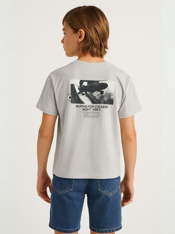 Erkek Bebek Pamuklu Sırtı Baskılı Skate T-shirt