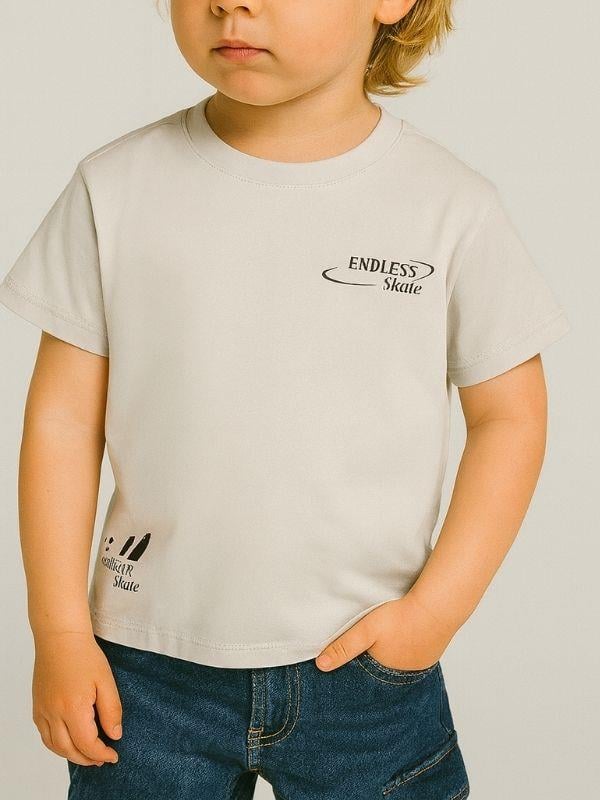 Erkek Bebek Pamuklu Sırtı Baskılı Skate T-shirt