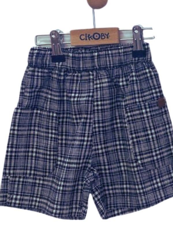 Erkek Bebek Pamuklu T-shirt Kareli Şortlu Takım