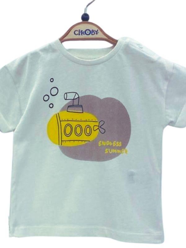 Erkek Bebek Pamuklu T-shirt Kareli Şortlu Takım