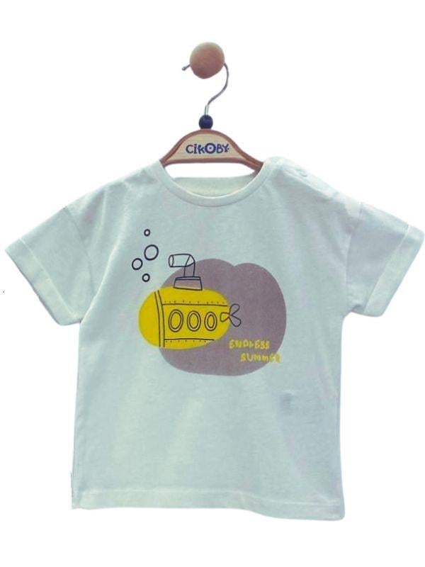 Erkek Bebek Pamuklu T-shirt Kareli Şortlu Takım