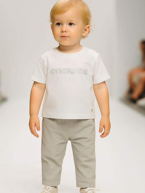 Erkek Bebek Pamuklu T-shirt Lastikli Pantolonlu Takım