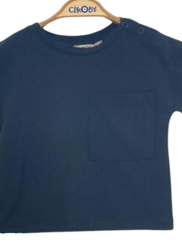 Erkek Bebek Pamuklu Tshirt Çizgili Şortlu Takım