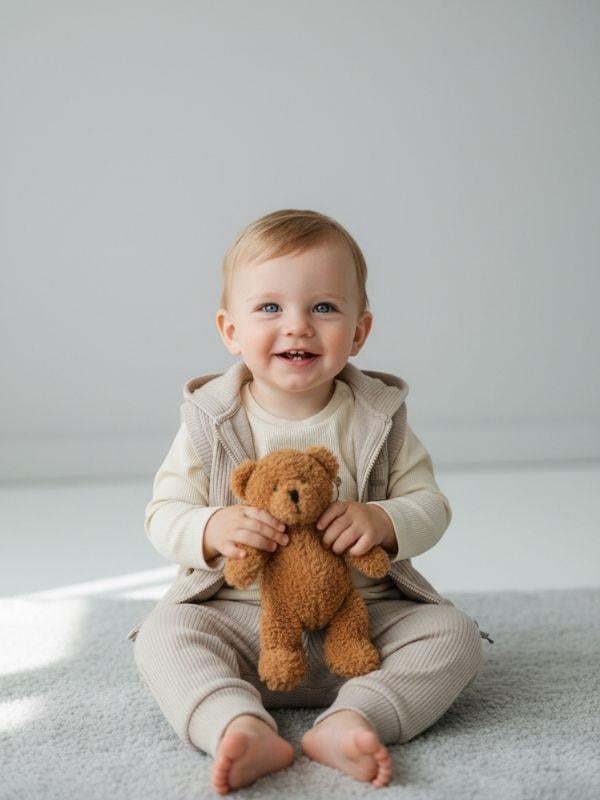 Erkek Bebek Pamuklu Üçlü Yelekli Eşofman Takımı