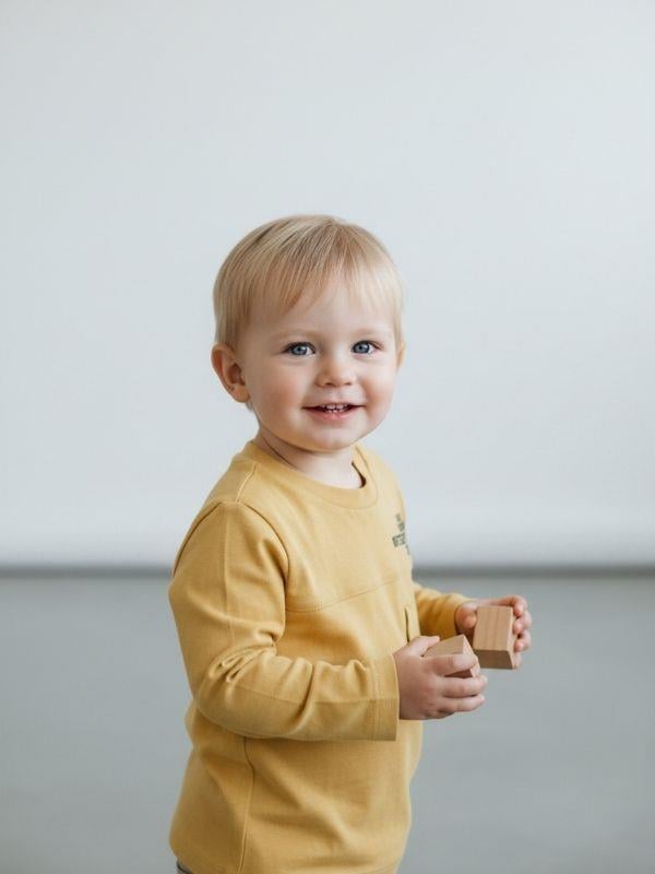 Erkek Bebek Pamuklu Yazı Detaylı İnce Uzun Kollu T-shirt