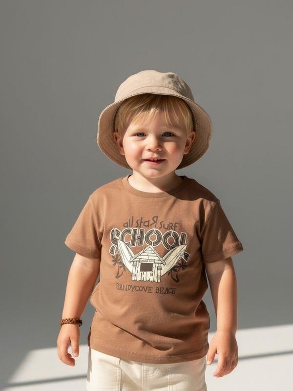 Erkek Bebek School Yazılı Pamuklu T-shirt