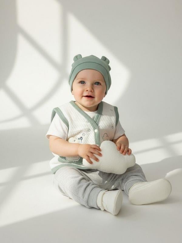 Erkek Bebek Tavşan Desenli Yelek