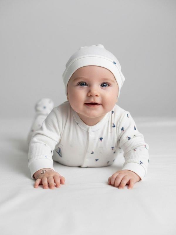 Erkek Bebek Yelken Desenli Patikli Tulum