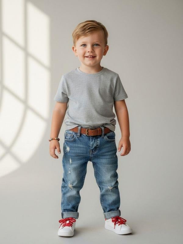 Erkek Bebek Yırtık Detaylı Kot Pantolon