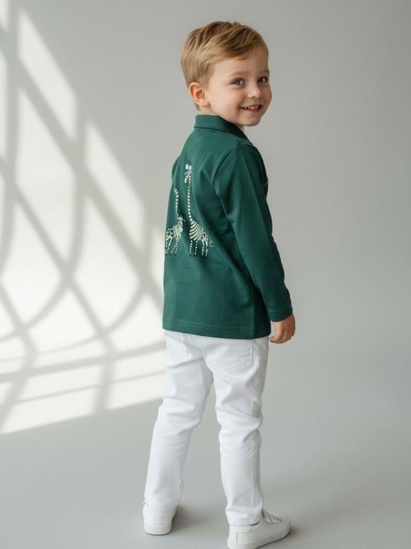 Erkek Bebek Zürafa Baskılı Uzun Kollu T-shirt