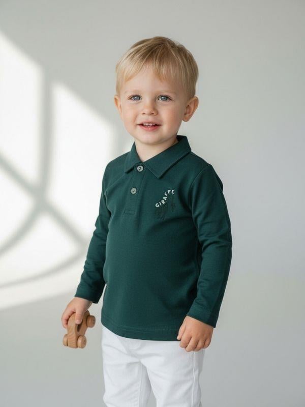 Erkek Bebek Zürafa Baskılı Uzun Kollu T-shirt