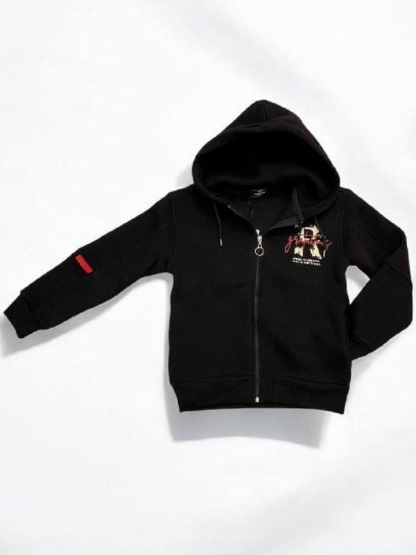 Erkek Çocuk 3 İplik Şardonlu Kapüşonlu Hırka