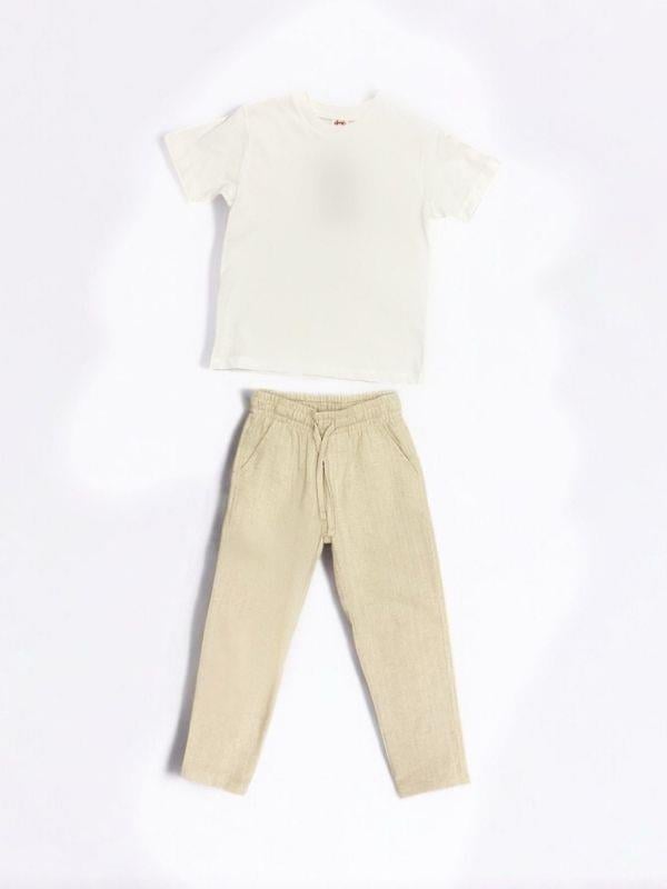 Erkek Çocuk 3 lü Pamuklu Keten Takım