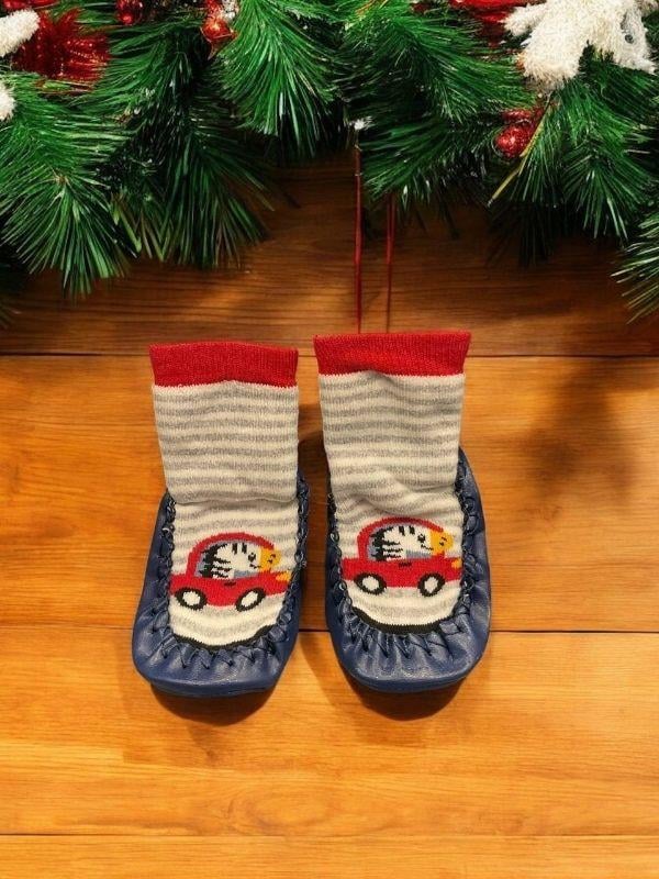 Erkek Çocuk Altı Kaydırmazlı Hayvan Figürlü Ev Kreş Çorabı