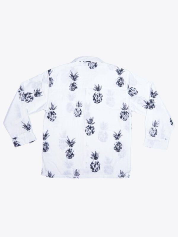 Erkek Çocuk Ananas Baskılı Uzun Kol Gömlek