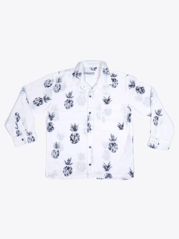 Erkek Çocuk Ananas Baskılı Uzun Kol Gömlek