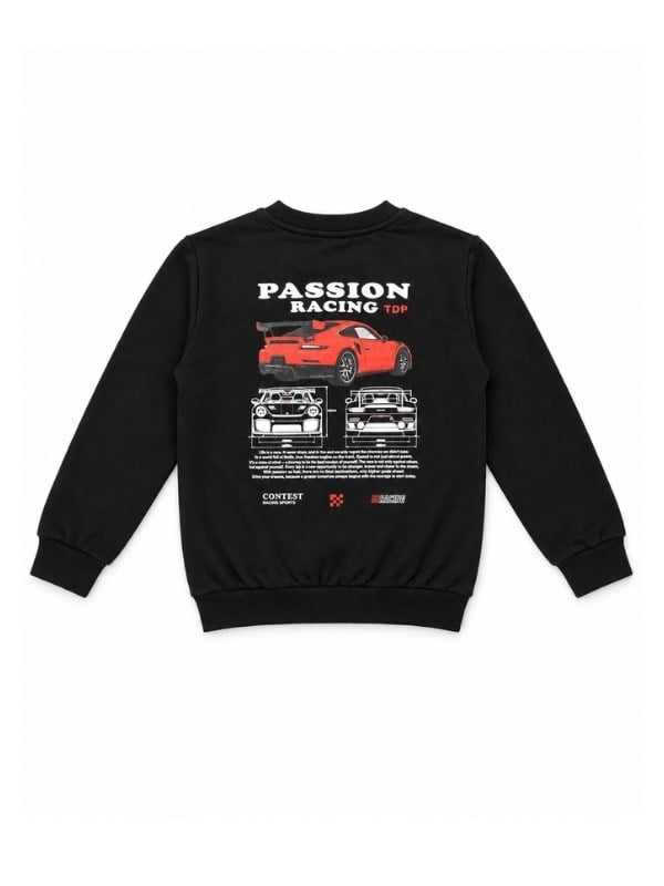 Erkek Çocuk Araba Baskılı Bisiklet Yaka Sweatshirt