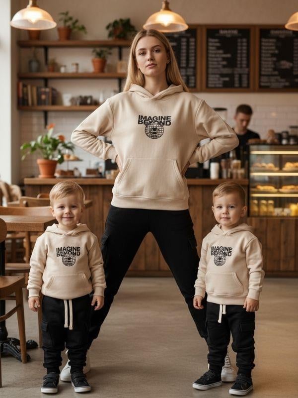 Erkek Çocuk Ayıcık Desenli Kapüşonlu Eşofman Takım