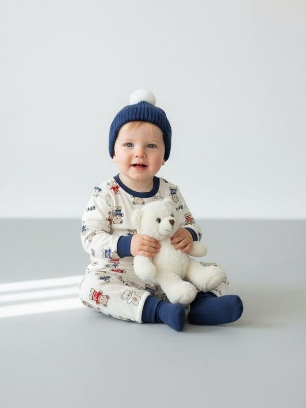 Erkek Çocuk Ayıcık Desenli Pamuklu Pijama Takım (6-9 ay 9 yaş Aralığı)