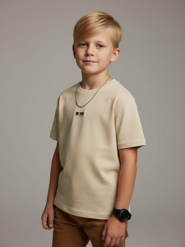 Erkek Çocuk Basic Minimal Detaylı Triko T-shirt