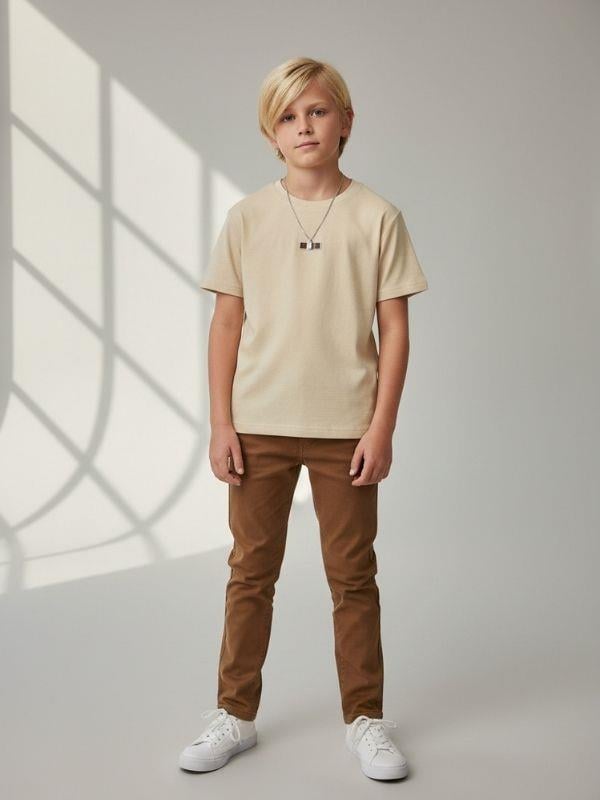 Erkek Çocuk Basic Minimal Detaylı Triko T-shirt