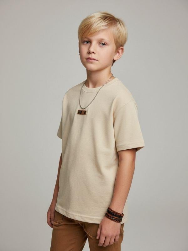 Erkek Çocuk Basic Minimal Detaylı Triko T-shirt