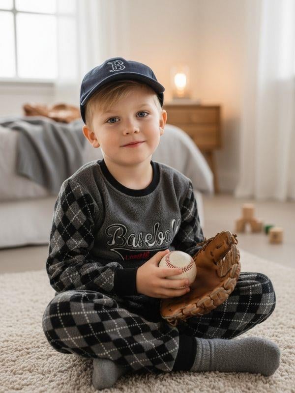 Erkek Çocuk Basketball Baskılı Polar Pijama Takımı