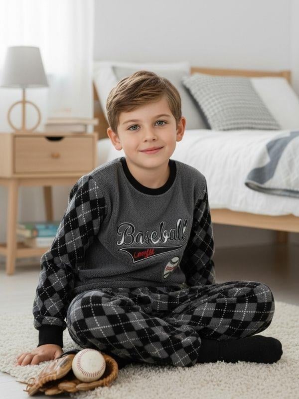 Erkek Çocuk Basketball Baskılı Polar Pijama Takımı