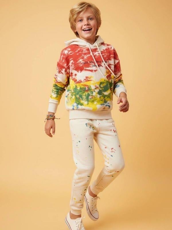 Erkek Çocuk Batik Desenli Kapüşonlu Sweatshirt