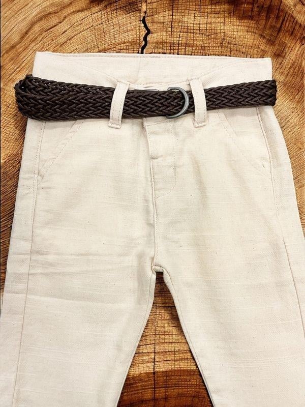 Erkek Çocuk Beli Kemerli Keten Pantolon