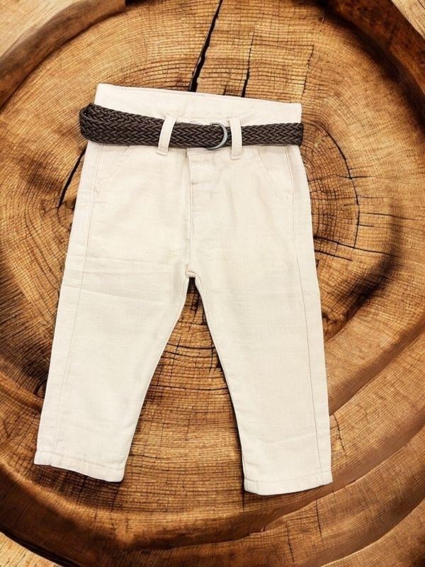 Erkek Çocuk Beli Kemerli Keten Pantolon