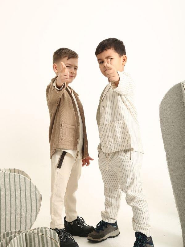 Erkek Çocuk Beli Kemerli Keten Pantolon