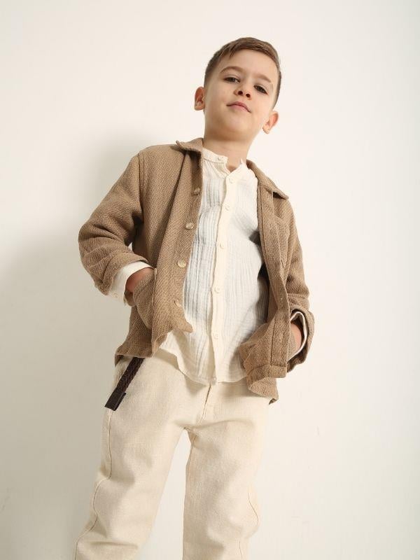 Erkek Çocuk Beli Kemerli Keten Pantolon