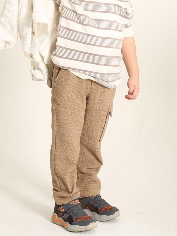 Erkek Çocuk Beli Lastikli Dokulu Kargo Pantolon