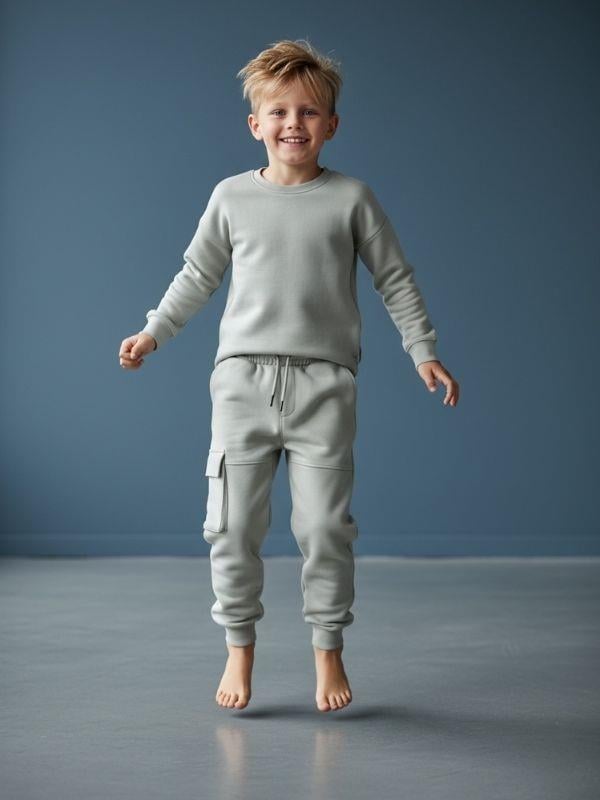 Erkek Çocuk Beli Paçası Lastikli Kargo Cepli Eşofman Alt