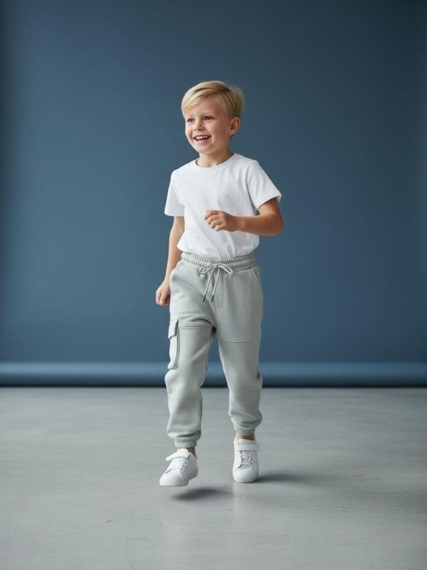 Erkek Çocuk Beli Paçası Lastikli Kargo Cepli Eşofman Alt