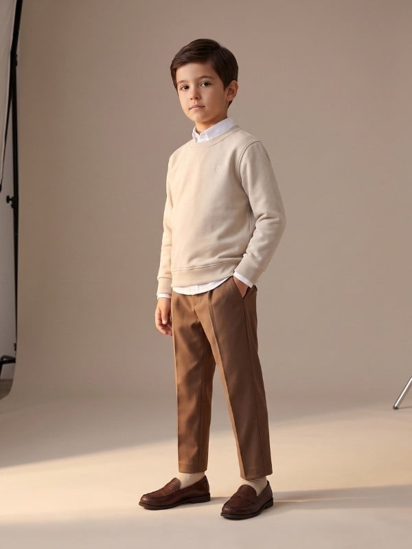 Erkek Çocuk Bisiklet Yaka Basic Sweatshirt