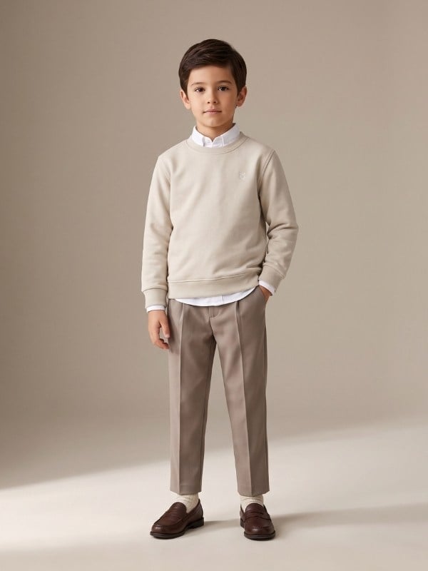 Erkek Çocuk Bisiklet Yaka Basic Sweatshirt