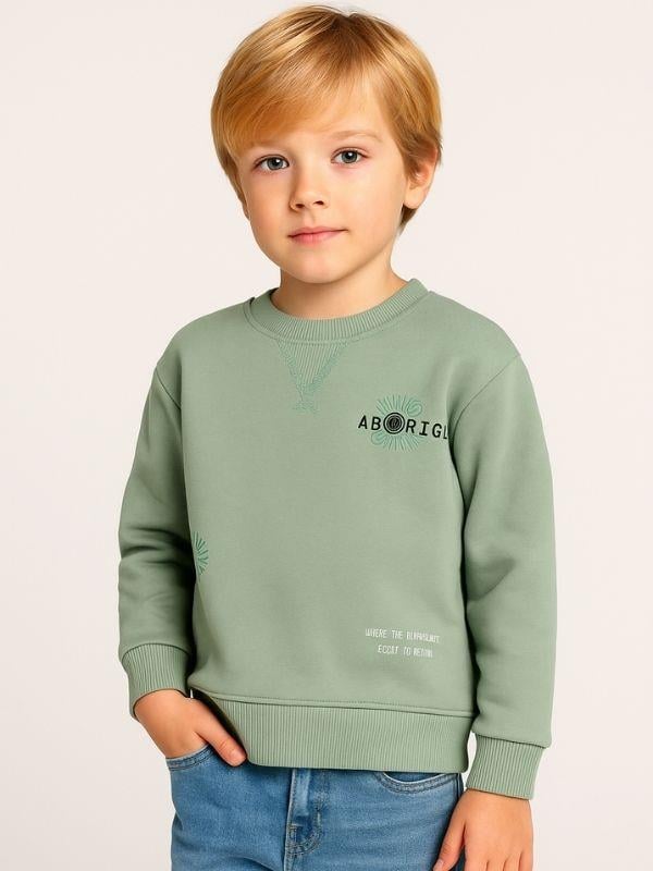 Erkek Çocuk Bisiklet Yaka Baskılı Sweatshirt